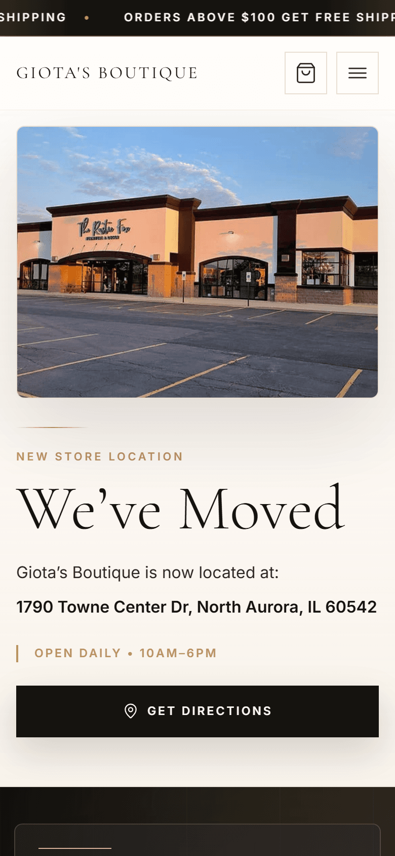 Giota's Boutique shown on a mobile screen